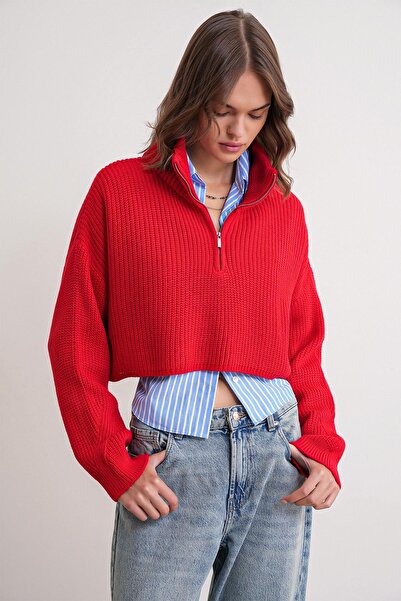 Mixray 6752 Μοντέλο Κόκκινο Γυναικείο Φούτερ με φερμουάρ