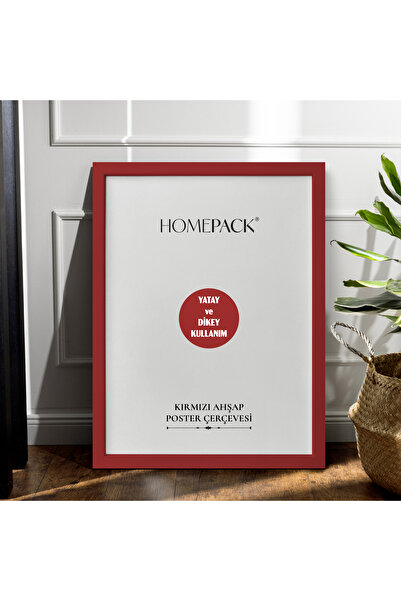 HOMEPACK 35X50 cm Red Wooden Framed Poster Frame, Blank Frame, Red-Frame-35X50