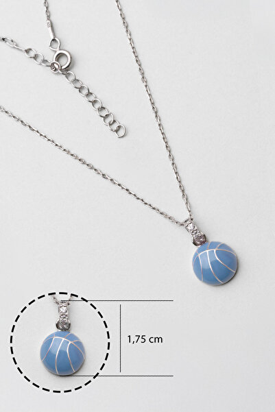 So CHIC... Basketbol Topu 18 Ayar Beyaz Altın Kaplama 33 Cm Gümüş Çocuk Kolyesi