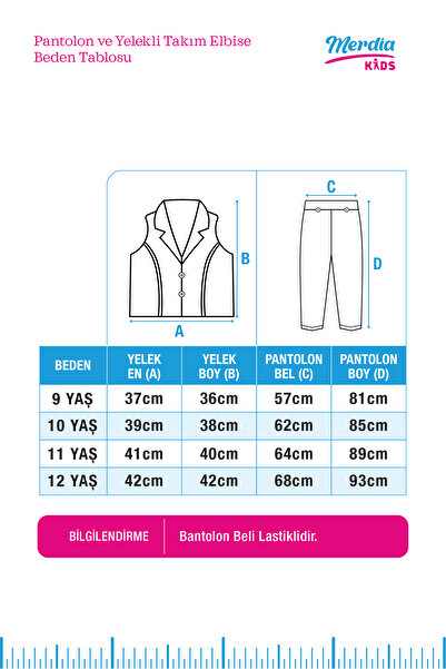 Merdia Kız Çocuk Keten Yelek ve Pantolonlu 2li Takım