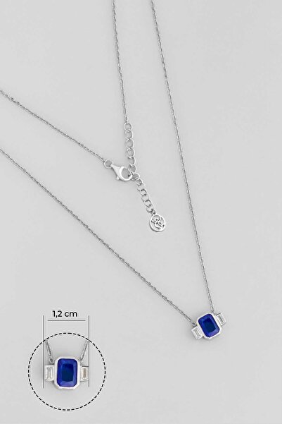 So CHIC... Renklerin Büyüsü 18 Ayar Beyaz Altın Kaplama 45 Cm Gümüş Baget Kolye