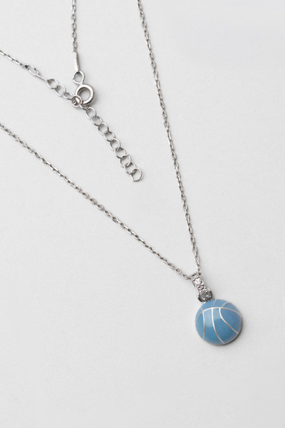 So CHIC... Basketbol Topu 18 Ayar Beyaz Altın Kaplama 33 Cm Gümüş Çocuk Kolyesi