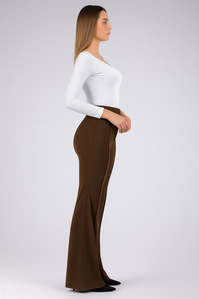 ECEYLÜL MODA Scuba Crepe Front Cropped Spanish Cuff Pants