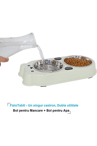 FizioTab FizioTab® Panda Feeding Bowl Set with 2 Stainless Steel Bowls and 2 Hygienic Bags, for Cats and Dogs