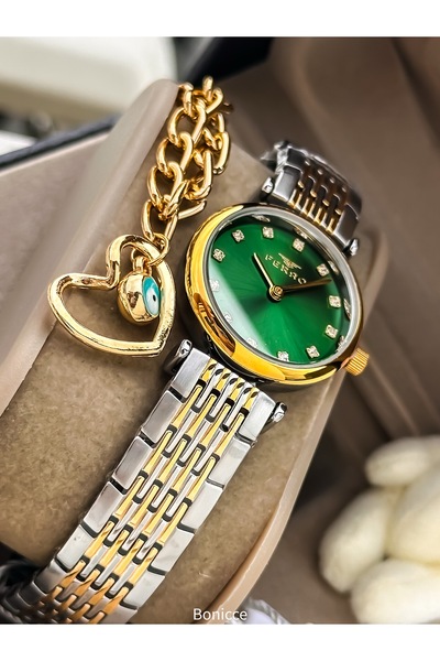 FERRO Şık Kutuda, Gümüş Sarı, Çelik Kordon, Vıp Seri Kadın Kol Saat Bileklik ...