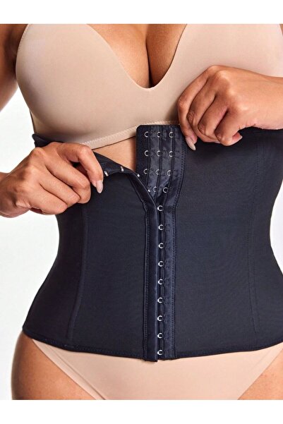MİSTİRİK Fogliano Model Abdominal Straightener Waist Shaper Strapless Latex Corset Black Color