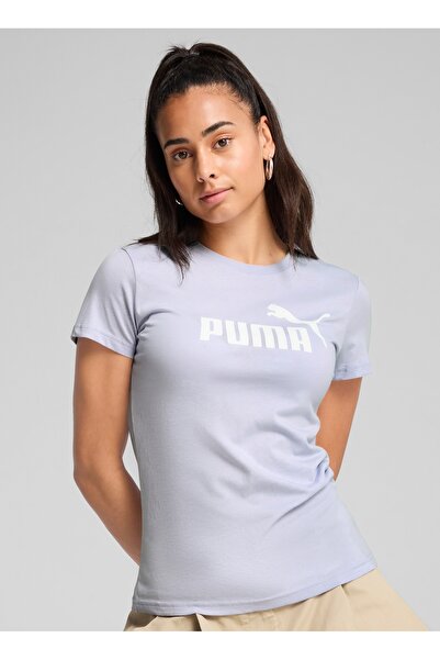 Puma 68237147 ESS No. 1 Logo Tee (s) Coo Açık Mavi Yuvarlak Yaka Regular Fit Baskılı Kadın T-Shirt