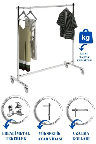 Manken İstanbul Ayaklı Askılık Metal Ayaklı Askılık Tekerlekli Askılık Eşek A...