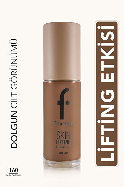 Flormar Spf30 Sıkılaştırıcı Fondöten (SICAK ALT TON) - Skin Lifting Fdt. - 160 Dark Caramel - 8682536059831