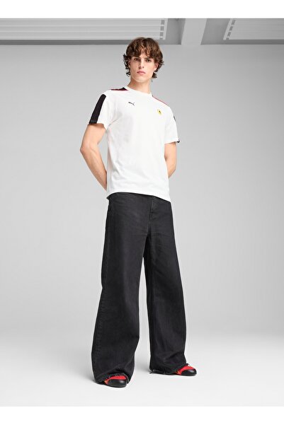 Puma 63019604 Ferrari Race MT7 Tee Beyaz Yuvarlak Yaka Regular Fit Erkek T-Shirt