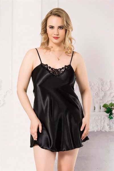 Aria s closet Stylish Design Soft Texture Plus Size Lace Embroidered Black Sh...