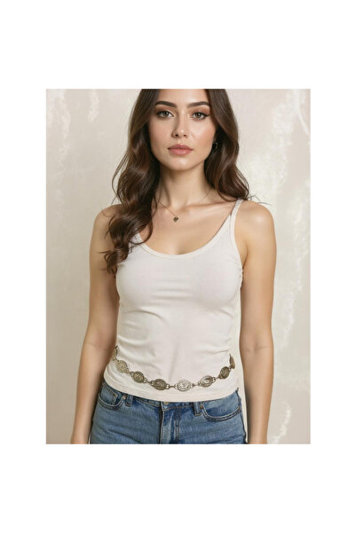 Classy Kadın Ayarlanabilir Parlak Antik Nikel Renk El Yapımı Bel Zinciri Bel Kolyesi - Özgün Tasarım