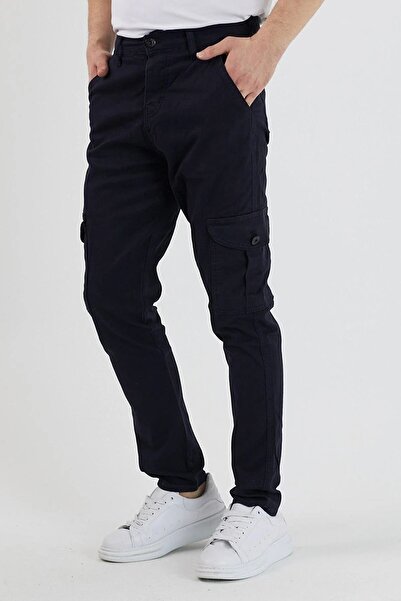 DAMGA JEANS Сині еластичні штани для перевезення вантажів - чоловічі, зручні, широкі штанини, з кишенями