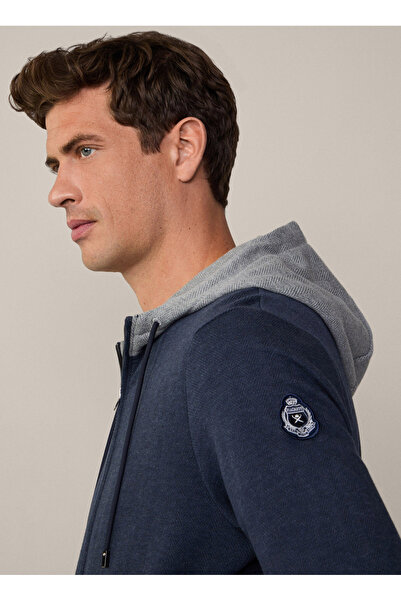 Hackett Kapüşon Yaka Koyu Lacivert Erkek Sweatshırt HM581287