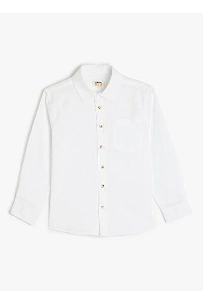 Koton Plain White Boys' Shirt 5Skb60049Tw