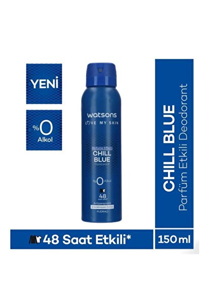 Watsons 3’lü Erkek Deodorant Seti – Chill Blue Pudralı Wild Wind Fresh Splash Pudrasız 150ml