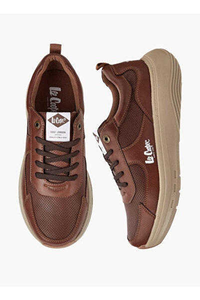 Lee Cooper Men's Solid Lace-Up Sneakers with Pull Tabs