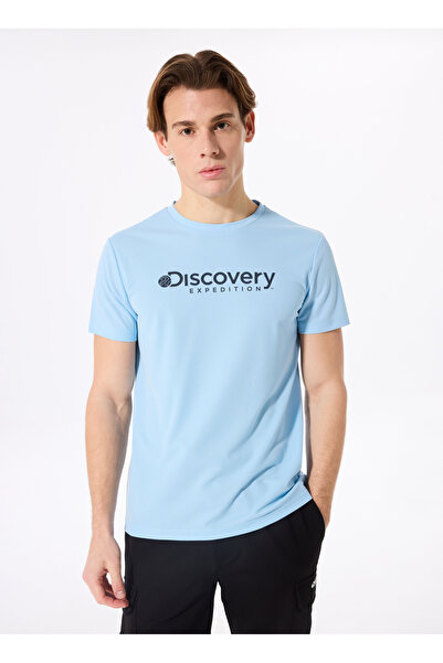 Discovery Expedition D5SM-TST3796 Mavi Bisiklet Yaka Relaxed Baskılı Erkek T-...
