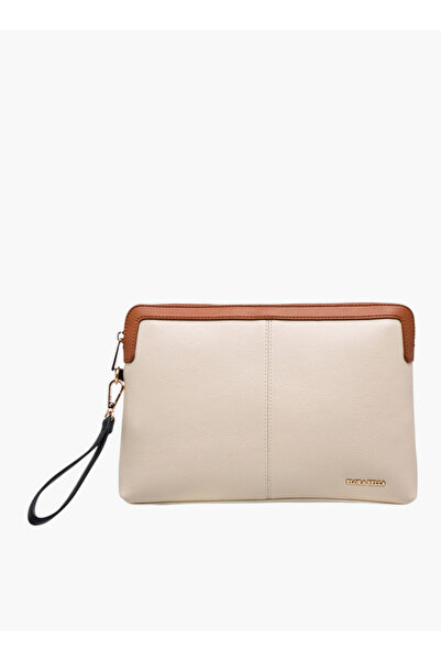 Flora Bella by Shoexpress Contrast Trim Clutch with Zip Closure