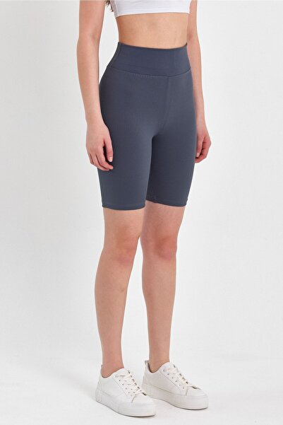 BANEGA Γυναικείο σορτς ποδηλασίας με ψηλόμεσο συσφιγκτικό ανθρακί κοντό κολάν