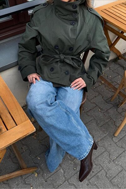 Moderk BSK HAKİ DİK YAKA KISA TRENÇKOT CEKET