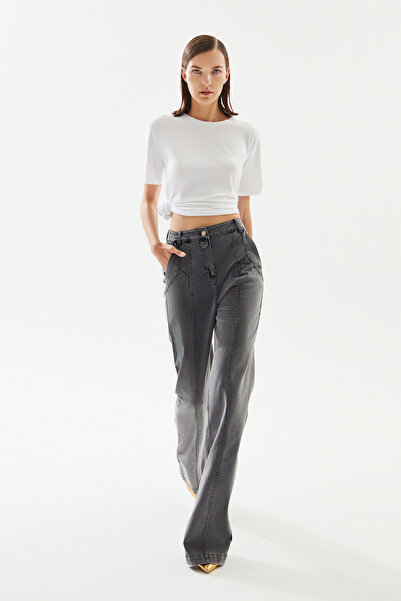 2be4a Kadın Önden Dikişli Denim Pantolon