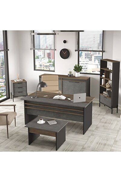 Yurupa Navaris Abcde Ofis Büro Masa Takımı Kahve-beton-antrasit NAV9-cga