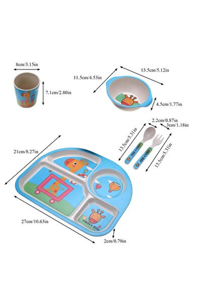 FizioTab Set de masa si tacamuri pentru copii din fibra de bambus, FizioTab® Kids - Farfurie 4 compartimente