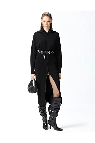 PİNKO Pinko Dik Yaka Düz Siyah Uzun Kadın Elbise 103989-A22A/Z99