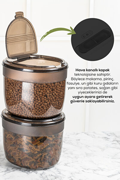 Vienev عبوة بلاستيكية كبيرة الحجم سعة 8 لتر مكونة من قطعتين – غطاء وجسم من أنثراسيت