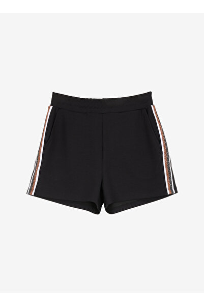 FABRIKA COMFORT Siyah Kadın Lastikli Bel Rahat Kalıp Şort FC5SL-SHT0098