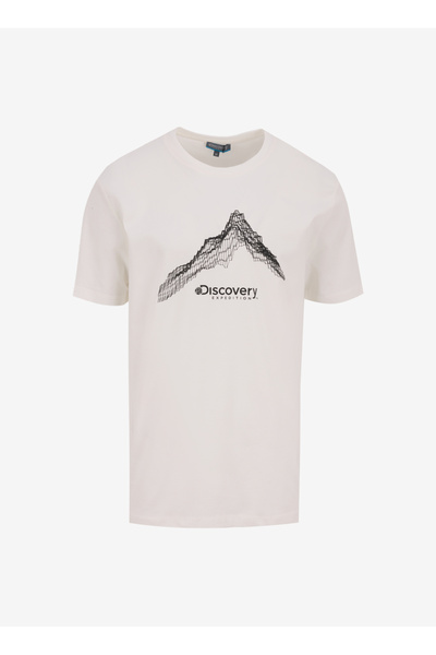 Discovery Expedition D5SM-TST3775 Beyaz Bisiklet Yaka Relaxed Baskılı Erkek T...