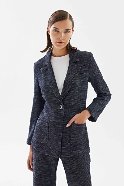 2be4a Kadın Triko Görünümlü Blazer Denim Ceket