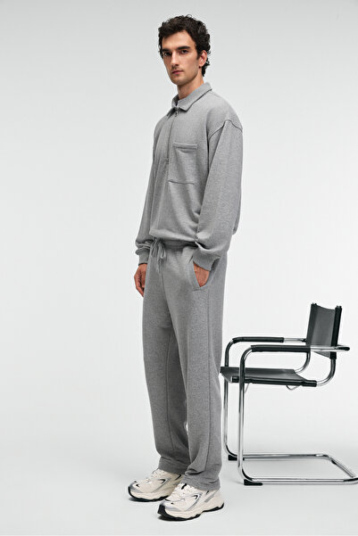 GRIMELANGE Clarence Men's 100% Cotton Drawcord Elastic Waist Back Pocket Ornamental Label Grimelange Sweatpants