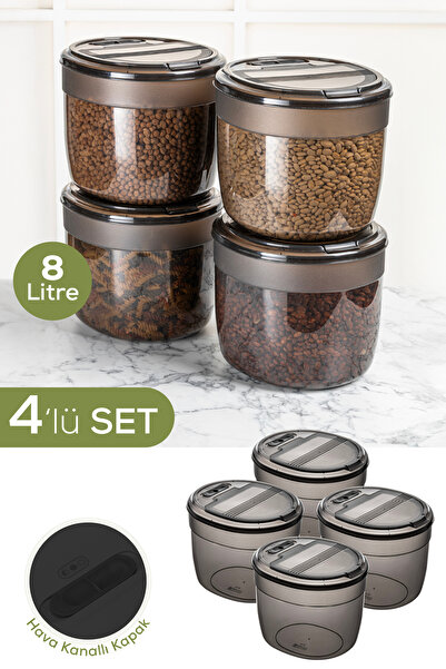 Vienev 4-Piece 8 Liter Large Size Plastic Storage Container – Anthracite Lid and Body