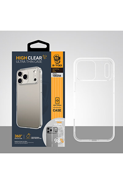 S-TOP Case for iPhone17Pro Shockproof Anti-Yellowing Cover, Transparent Scratch-Resi