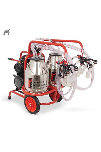 Melasty Dörtlü Keçi Süt Sağma Makinesi (Çift Güğümlü) (Paslanmaz-Silikon) (Kuru)