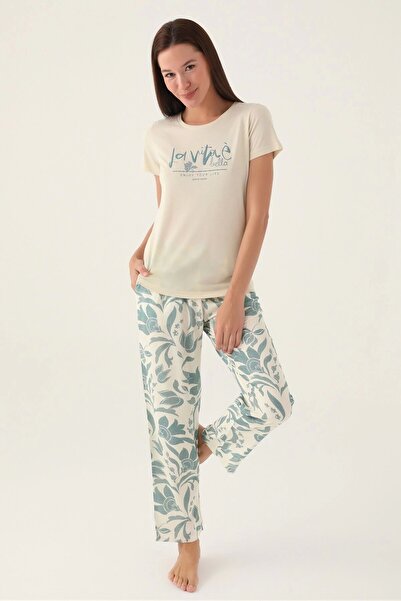Pierre Cardin Enjoy Krem Kadın Kısa Kol Pijama Takımı