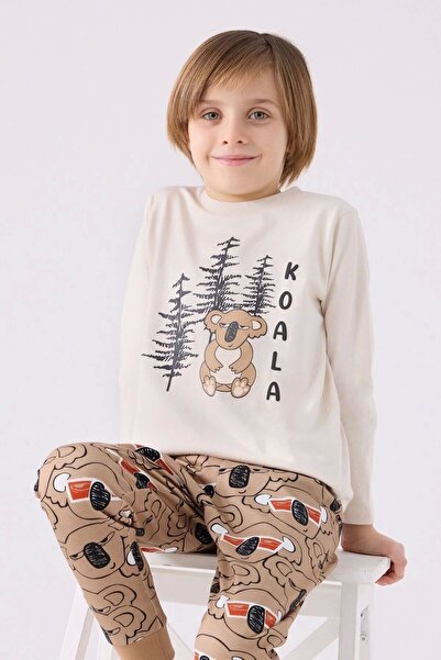 Rolypoly Boy's Brown Long Sleeve Pajama Set