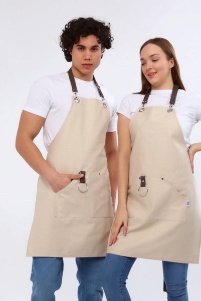 Monki Haus Cafe, Barista, Hairdresser, Bartender, Florist, Kitchen, Aprons, Stain Resistant, Men, Women, Beige Color