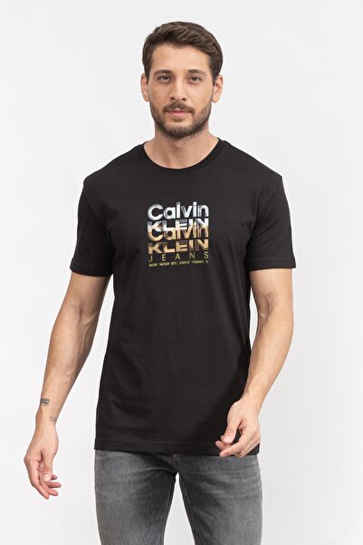 Calvin Klein Repeat Logo Erkek Bisiklet Yaka T-Shirt