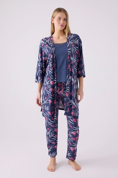 Pierre Cardin Kadın Mavi Uzun Kol Pijama Takım