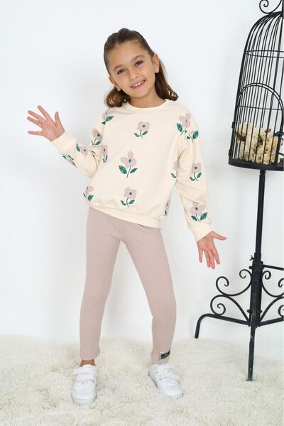 My Kids Wear Floral Patterned Two Thread Set for Girl