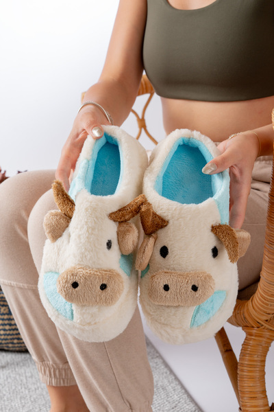 Slipcat Women's Ox Figured Silent Sole Plush House Slippers