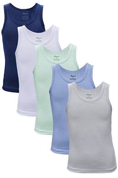 Onurel 5-Piece Boy's Colorful Strap Lycra Plain Patternless Undershirt