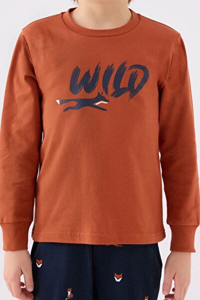 Rolypoly Σετ πιτζάμες για αγόρι καφέ μακρυμάνικο