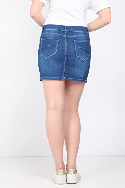 Bluewhite Fusta scurtă Jean de damă Albastru închis