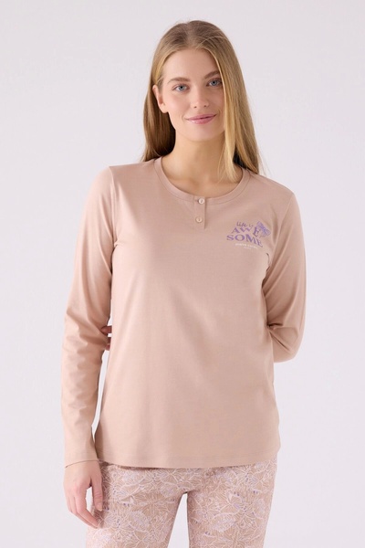 Pierre Cardin Kadın Krem Uzun Kol Pijama Takım