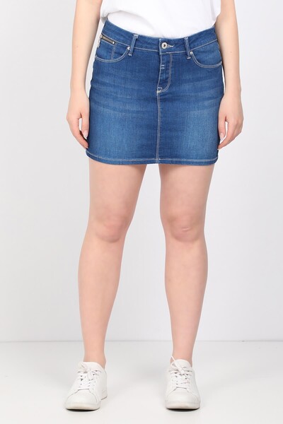 Bluewhite Fusta scurtă Jean de damă Albastru închis