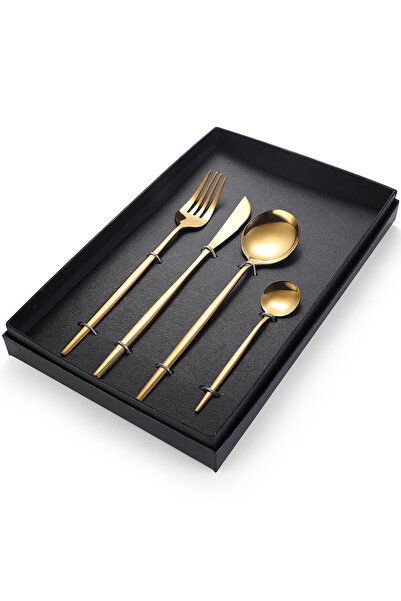 Trendy's Set of 4 stainless steel cutlery, TRENDY'S gold